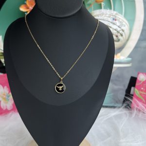 Gold black necklace 006