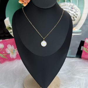Gold white necklace 008