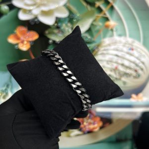 Silver big black bracelet
