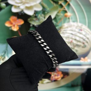 Silver big black bracelet