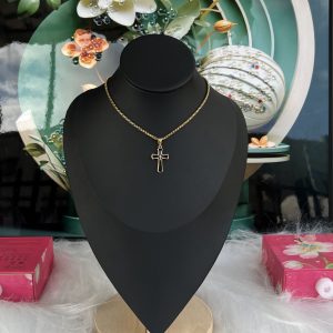 Gold cross necklace 046