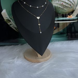 Gold pearl necklace 049