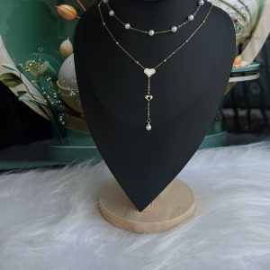 Gold pearl necklace 049