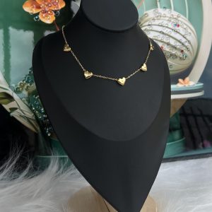 Gold stone necklace 055