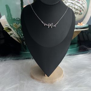 Silver pink necklace 066