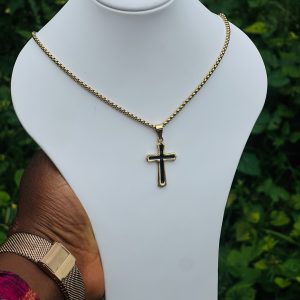 Gold cross necklace 069