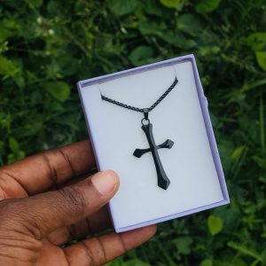 Black cross necklace 002