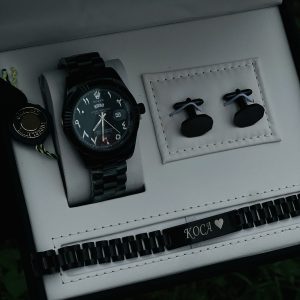 Engraved black Arab face Rolex male combo comes with exact box 012