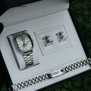 Engraved silver Casio male combo comes with exact box 015