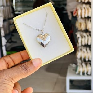 Silver picture heart necklace