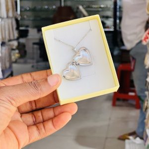 Silver picture heart necklace