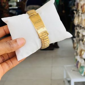 Engraved gold stretchy bracelet 022