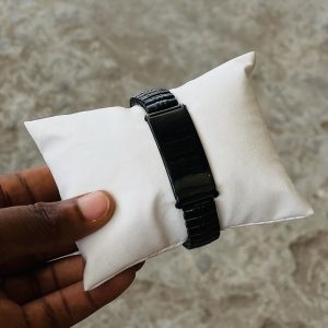 Engraved black stretchy bracelet 021