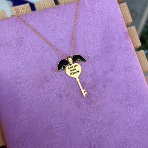 Engraved key necklace 006