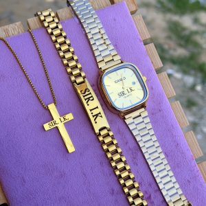Engraved gold male Casio combo 002