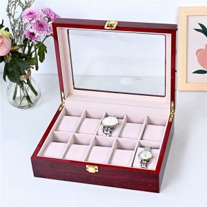 Engraved Wine Formica 10 slots Watch organizer