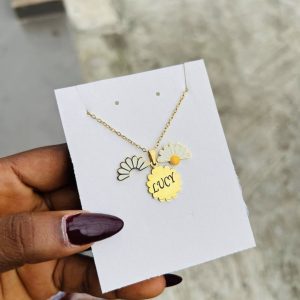 Engraved Gold sunflower necklace