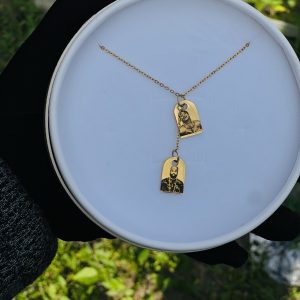 Engraved gold couple necklace