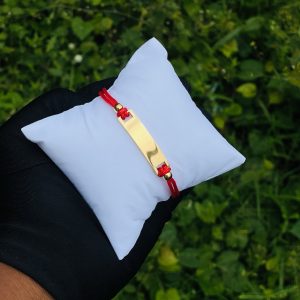 Engraved red flat drawstring bracelet