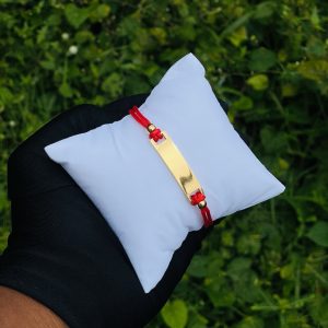 Engraved red flat drawstring bracelet