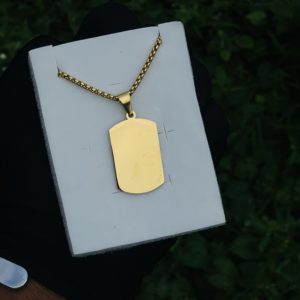 Engraved small gold picture necklace