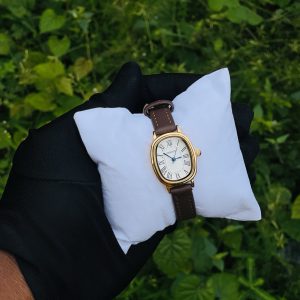 Rebirth brown strap white face watch
