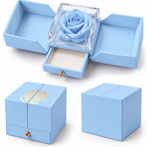 Blue glass rose box