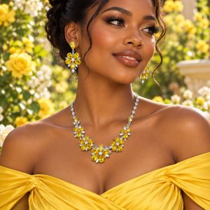 Yellow floral crystal set