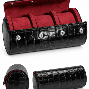 3 slots Crocodile leather watch box