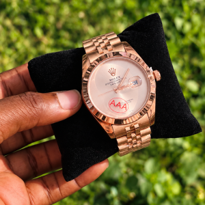 Rolex rose gold plain male watch