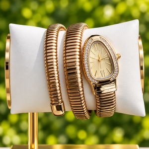 BVLGARI gold gold face spiral watch