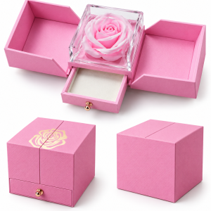 Pink glass rose box