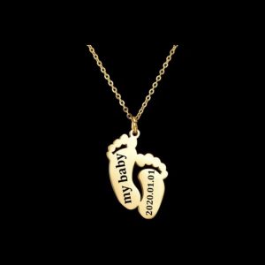 Engraved baby foot necklace