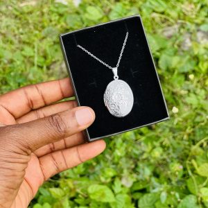 Engraved silver tattoo picture locket