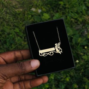 Engraved gold infinite fairy necklace