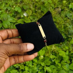 Engraved gold red gemstone bracelet