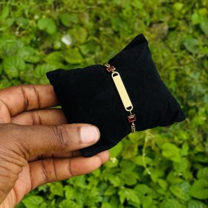 Engraved gold red gemstone bracelet