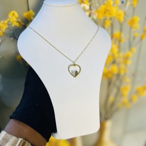 Steel gold stoned necklace 001