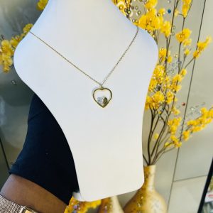 Steel gold stoned necklace 001