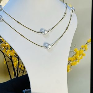 Steel pearl necklace 010
