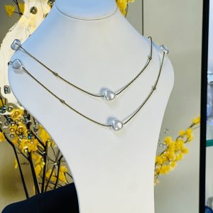Steel pearl necklace 010