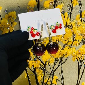 Steel cherry earrings 058