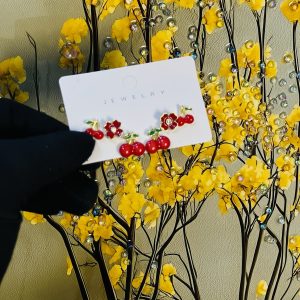 Steel cherry earrings 059