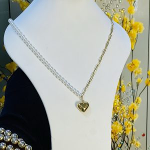 Steel pearl necklace 067