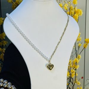 Steel pearl necklace 067