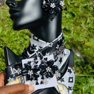 Black flower earring
