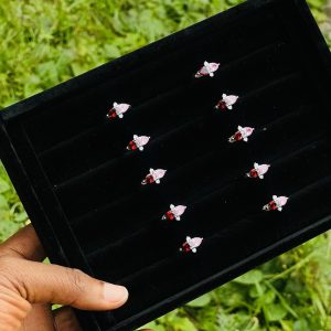 CM silver pink & red rings 012 1pcs size 6