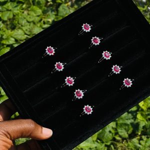 CM silver red rings 1pcs 019
