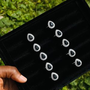 CM silver black ring 026 1pcs size 9