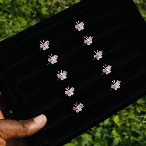 CM gold pink stoned 029 1pcs butterfly ring size 8
